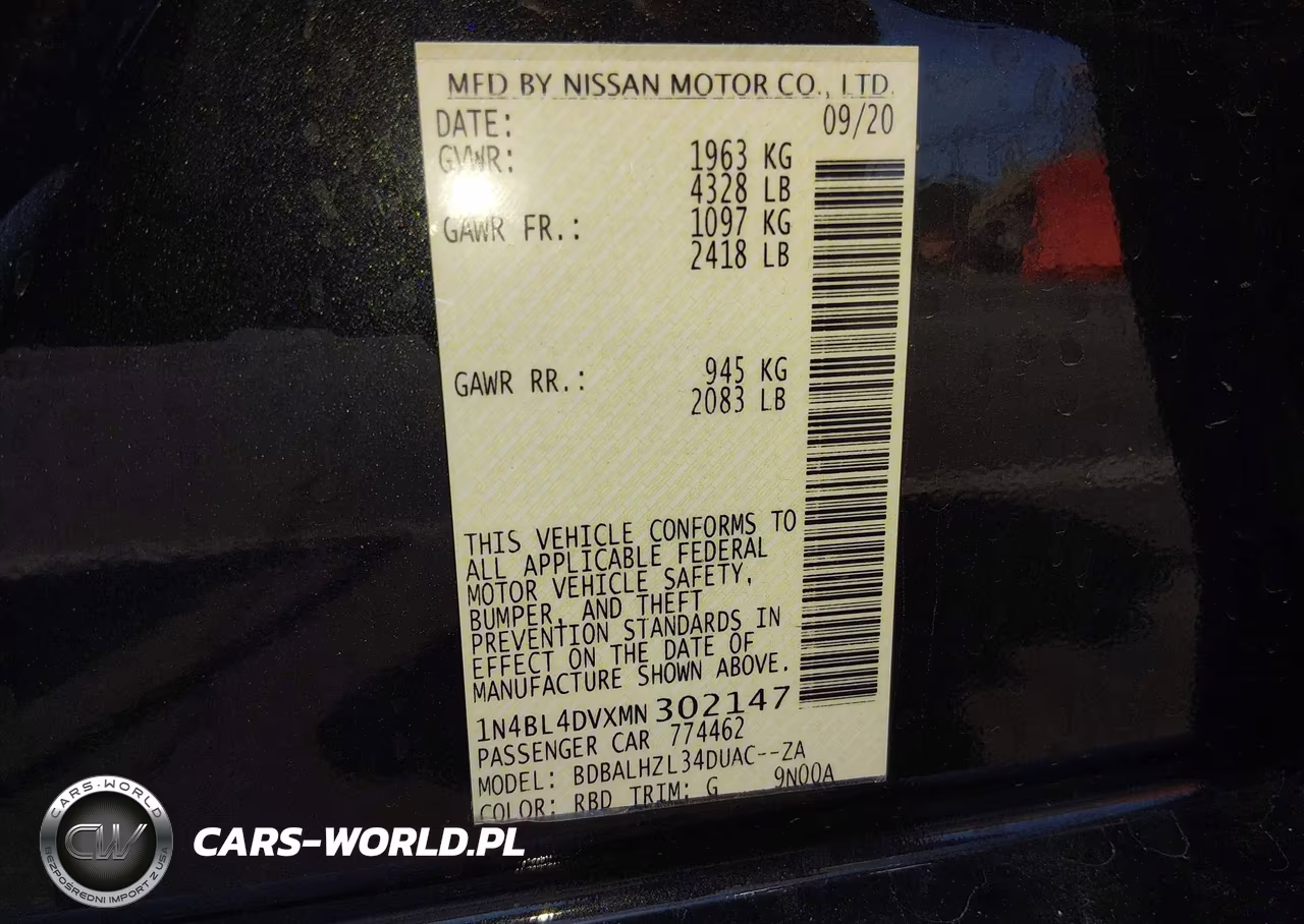 2021 Nissan Altima Sv Fwd VIN:1N4BL4DVXMN302147 - 9