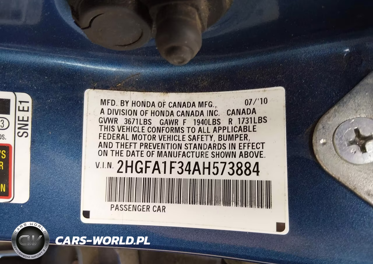 2010 Honda Civic Vp VIN:2HGFA1F34AH573884 - 9
