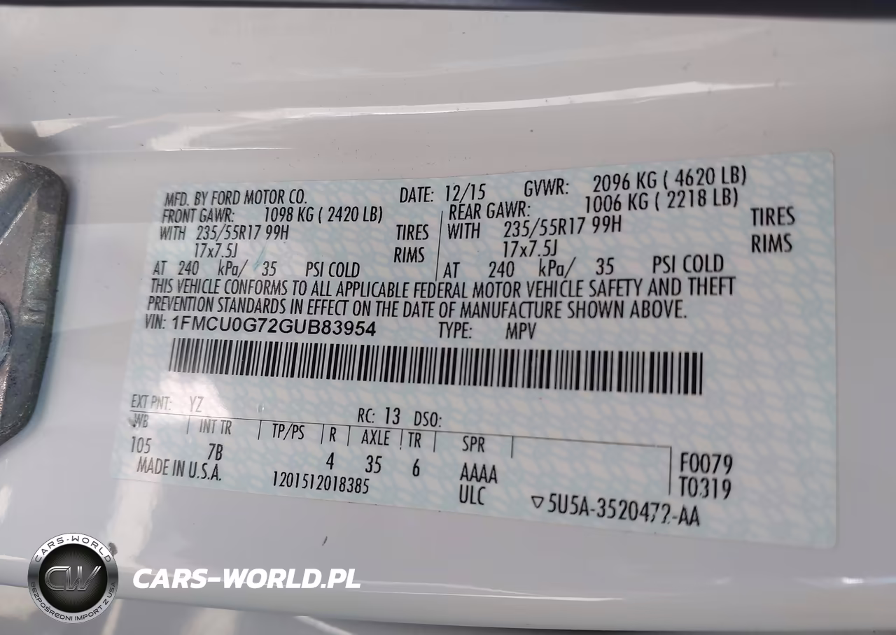 2016 Ford Escape Se VIN:1FMCU0G72GUB83954 - 9