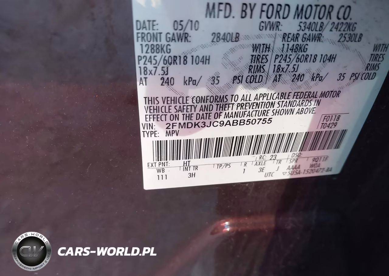 2010 Ford Edge Sel VIN:2FMDK3JC9ABB50755 - 9