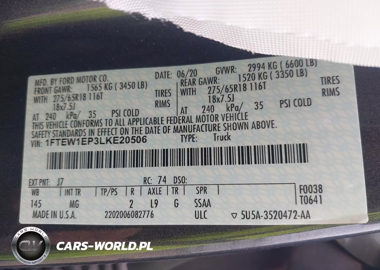 2020 Ford F-150 Xlt VIN:1FTEW1EP3LKE20506 - 9