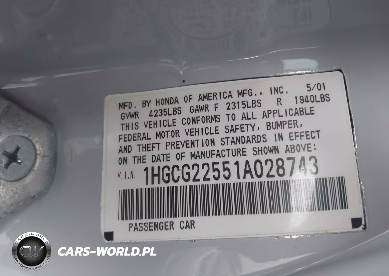 2001 Honda Accord 3.0 Ex VIN:1HGCG22551A028743 - 9