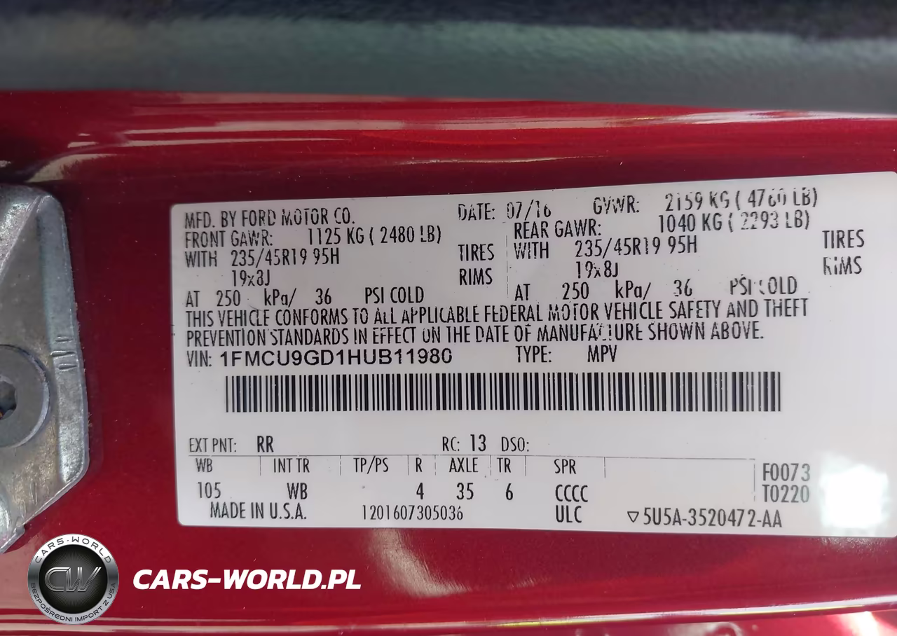2017 Ford Escape Se VIN:1FMCU9GD1HUB11980 - 9
