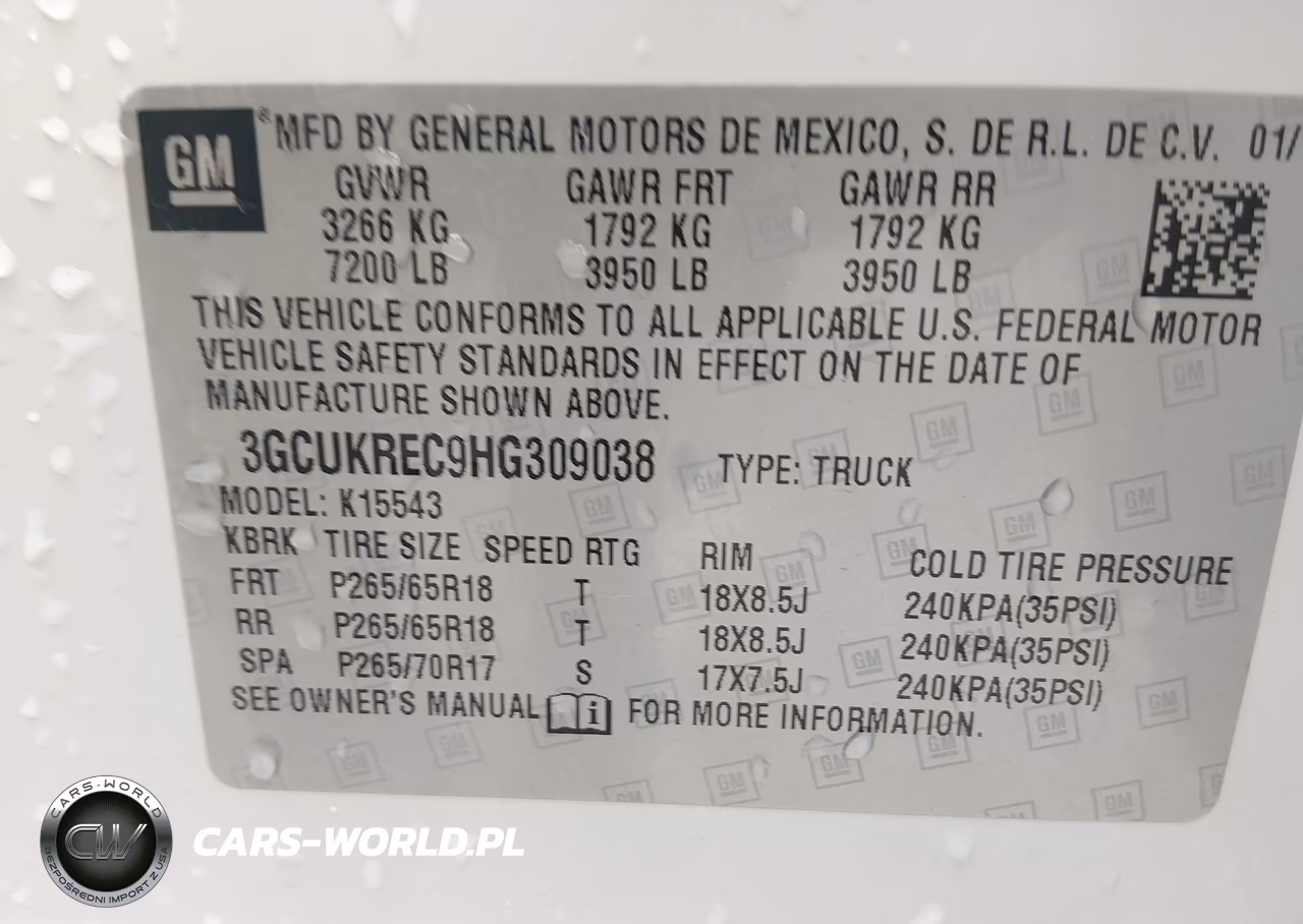 2017 Chevrolet Silverado 1500 2Lt VIN:3GCUKREC9HG309038 - 9