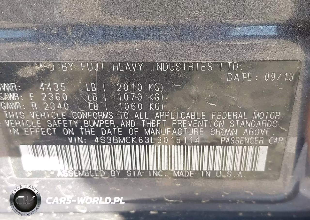 2014 Subaru Legacy 2.5I Limited VIN:4S3BMCK63E3015114 - 9