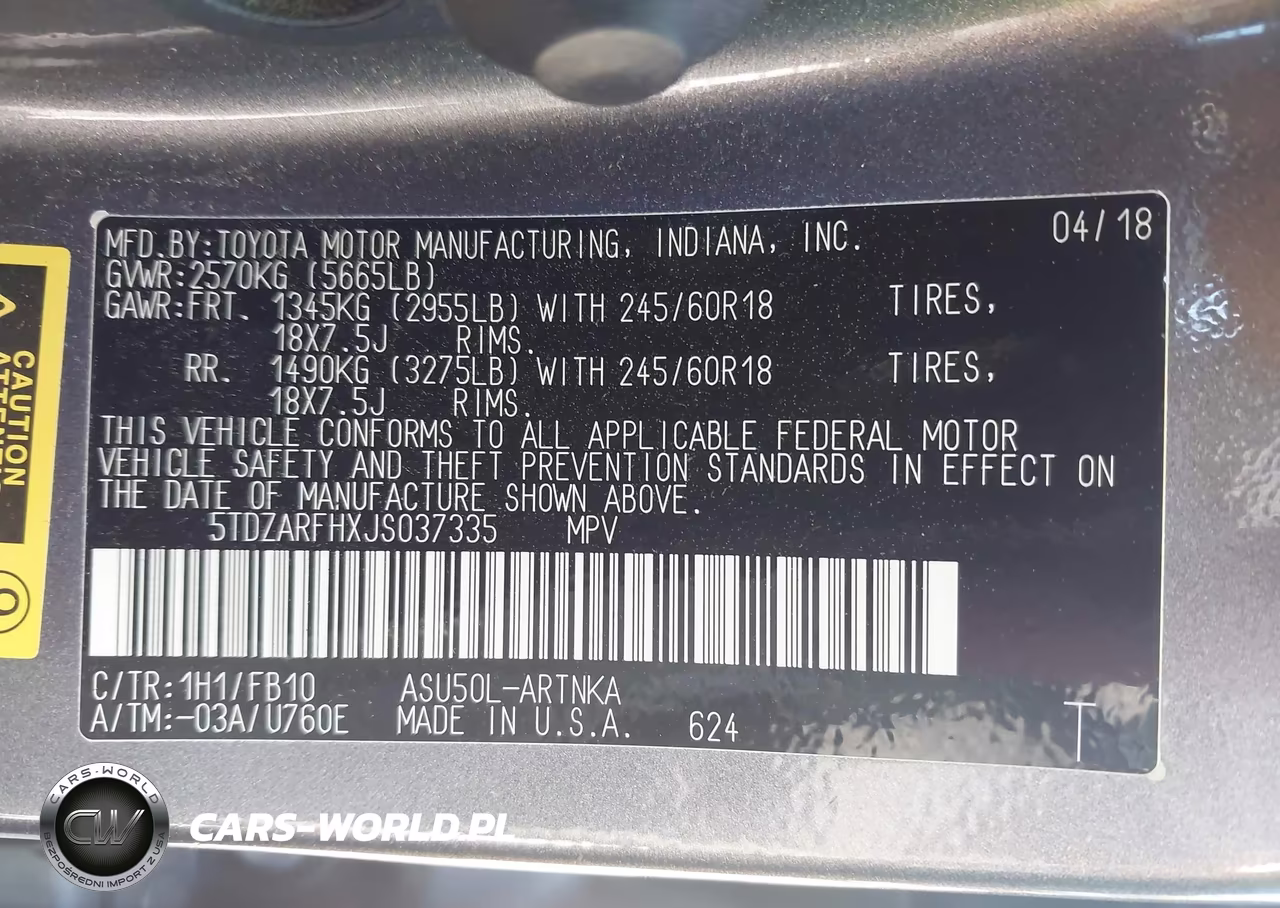 2018 Toyota Highlander Le VIN:5TDZARFHXJS037335 - 9