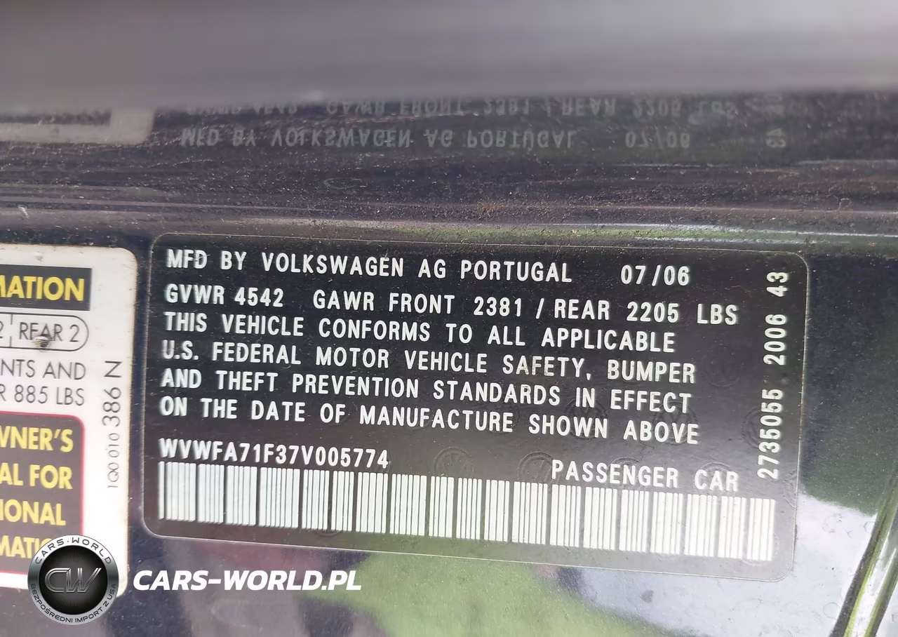 2007 Volkswagen Eos 2.0T VIN:WVWFA71F37V005774 - 9