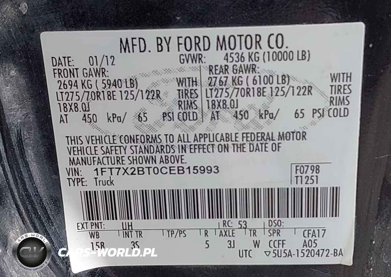 2012 Ford F-250 Xlt VIN:1FT7X2BT0CEB15993 - 9