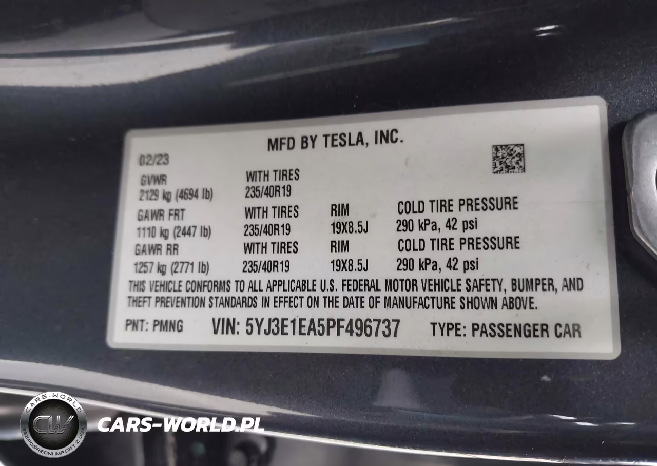 2023 Tesla Model 3 Rear-Wheel Drive VIN:5YJ3E1EA5PF496737 - 9