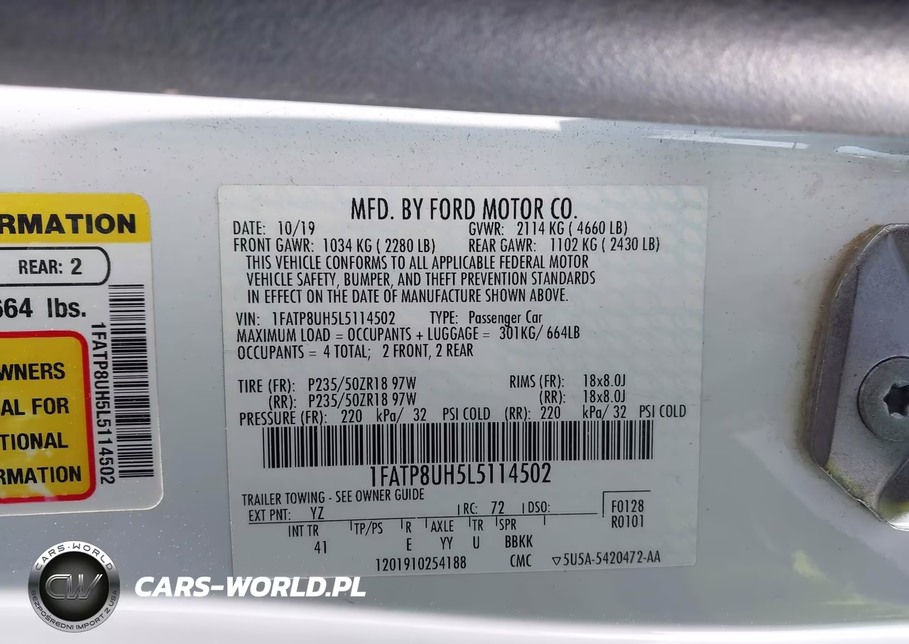 2020 Ford Mustang Ecoboost Premium VIN:1FATP8UH5L5114502 - 9