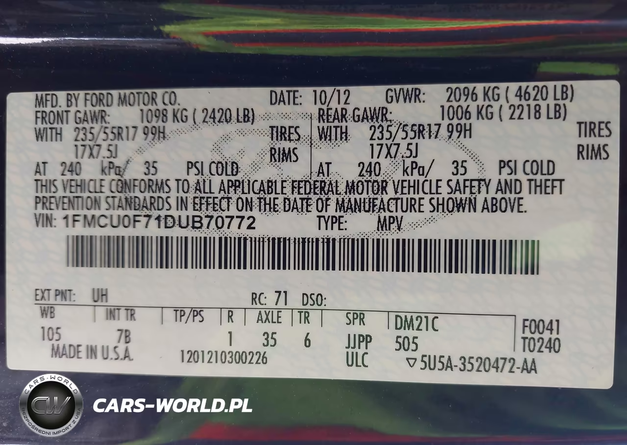 2013 Ford Escape S VIN:1FMCU0F71DUB70772 - 9