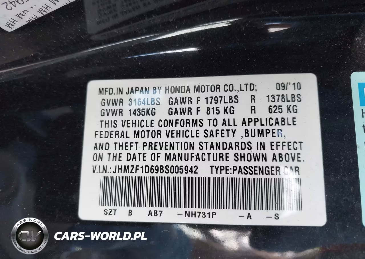 2011 Honda Cr-Z Ex VIN:JHMZF1D69BS005942 - 9