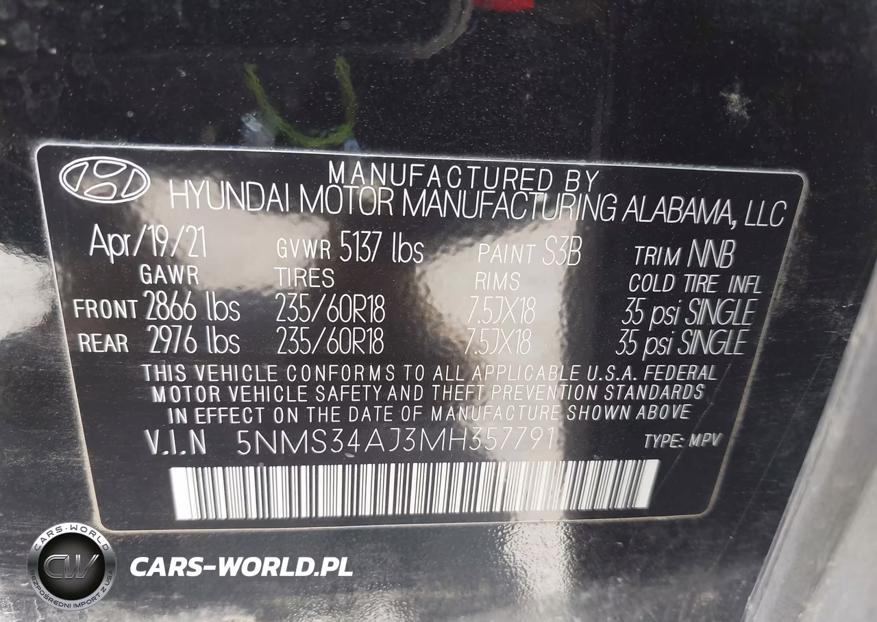 2021 Hyundai Santa Fe Sel VIN:5NMS34AJ3MH357791 - 9