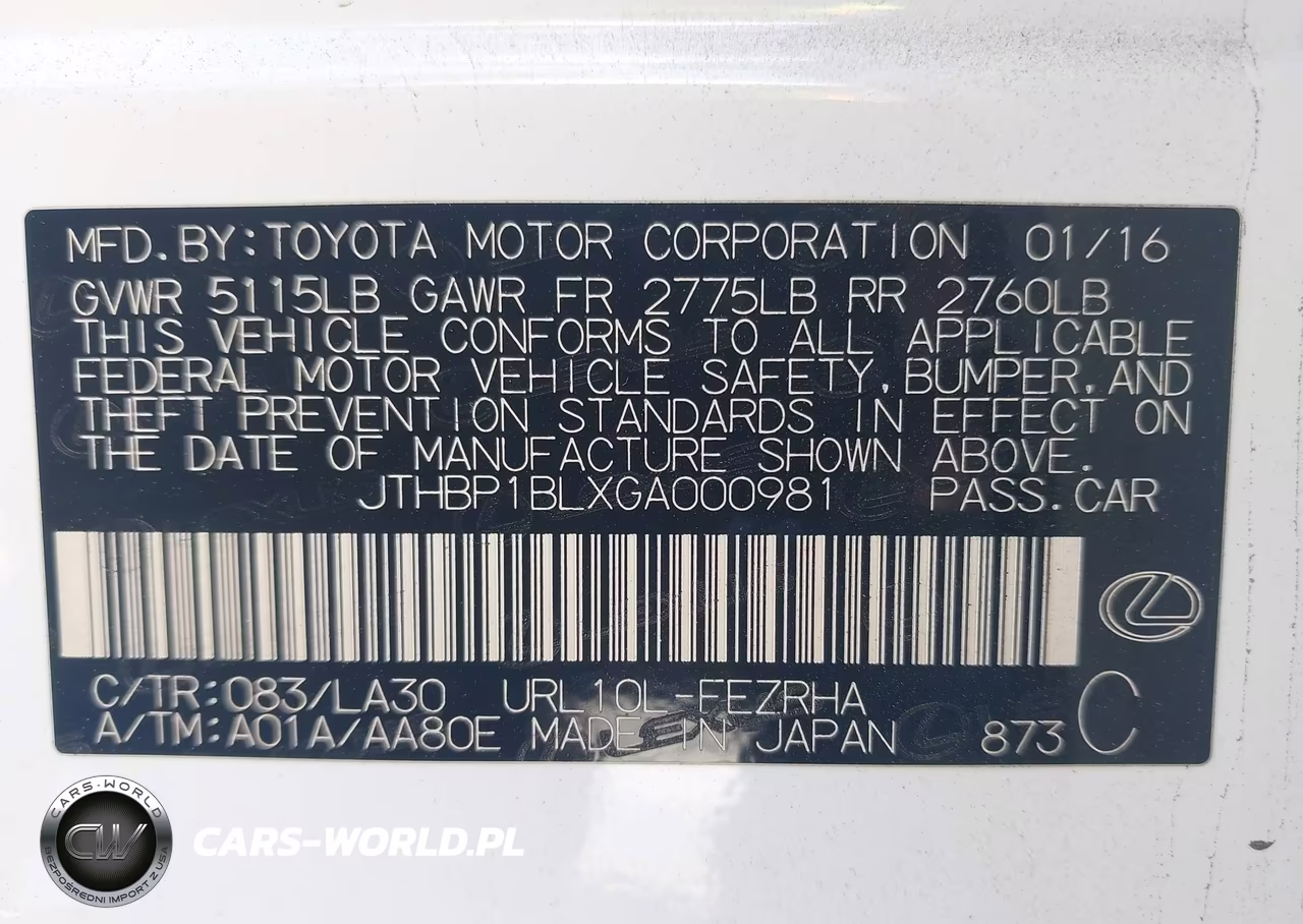 2016 Lexus Gs F VIN:JTHBP1BLXGA000981 - 9