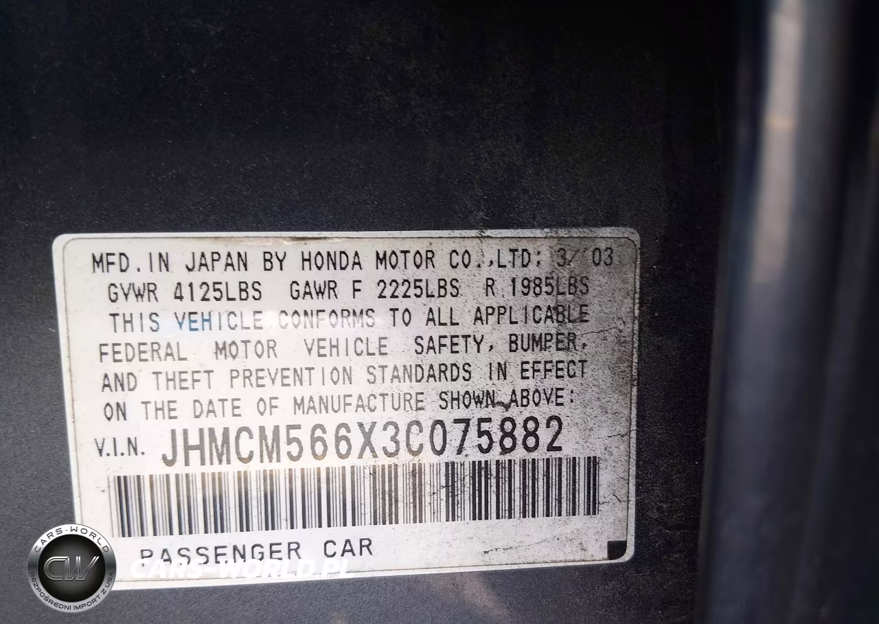 2003 Honda Accord 2.4 Ex VIN:JHMCM566X3C075882 - 9