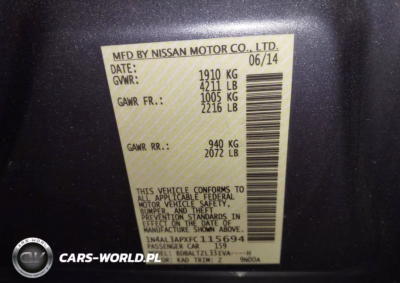 2015 Nissan Altima 2.5 Sl VIN:1N4AL3APXFC115694 - 9