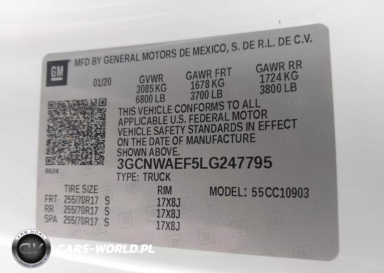 2020 Chevrolet Silverado 1500 2Wd Long Bed Wt VIN:3GCNWAEF5LG247795 - 9