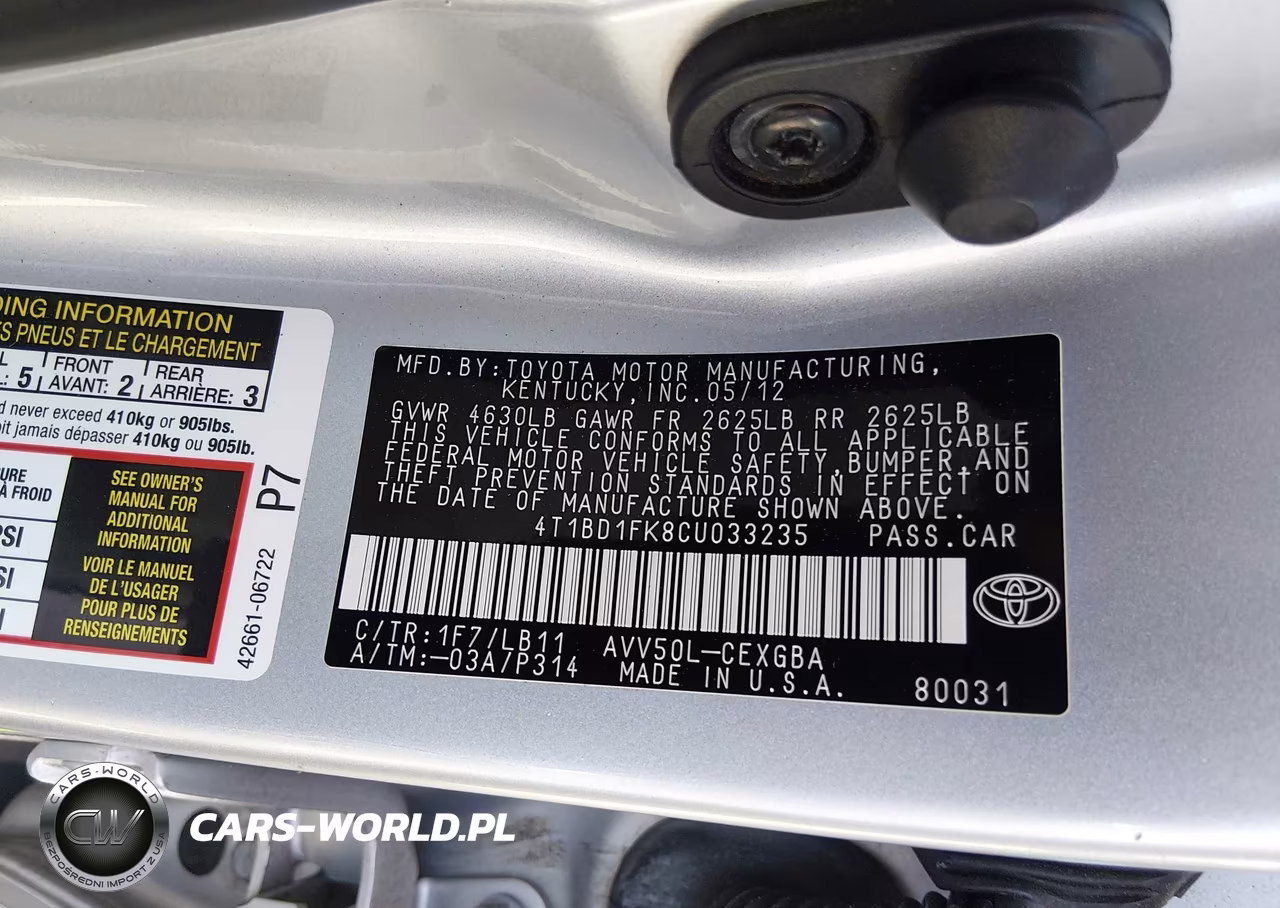 2012 Toyota Camry Hybrid Xle VIN:4T1BD1FK8CU033235 - 9