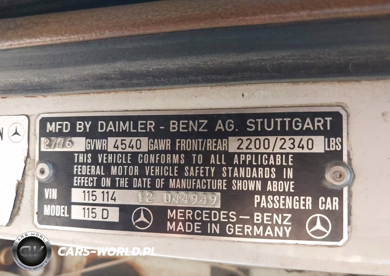 1976 Mercedes-Benz 300 VIN:11511412044949 - 9