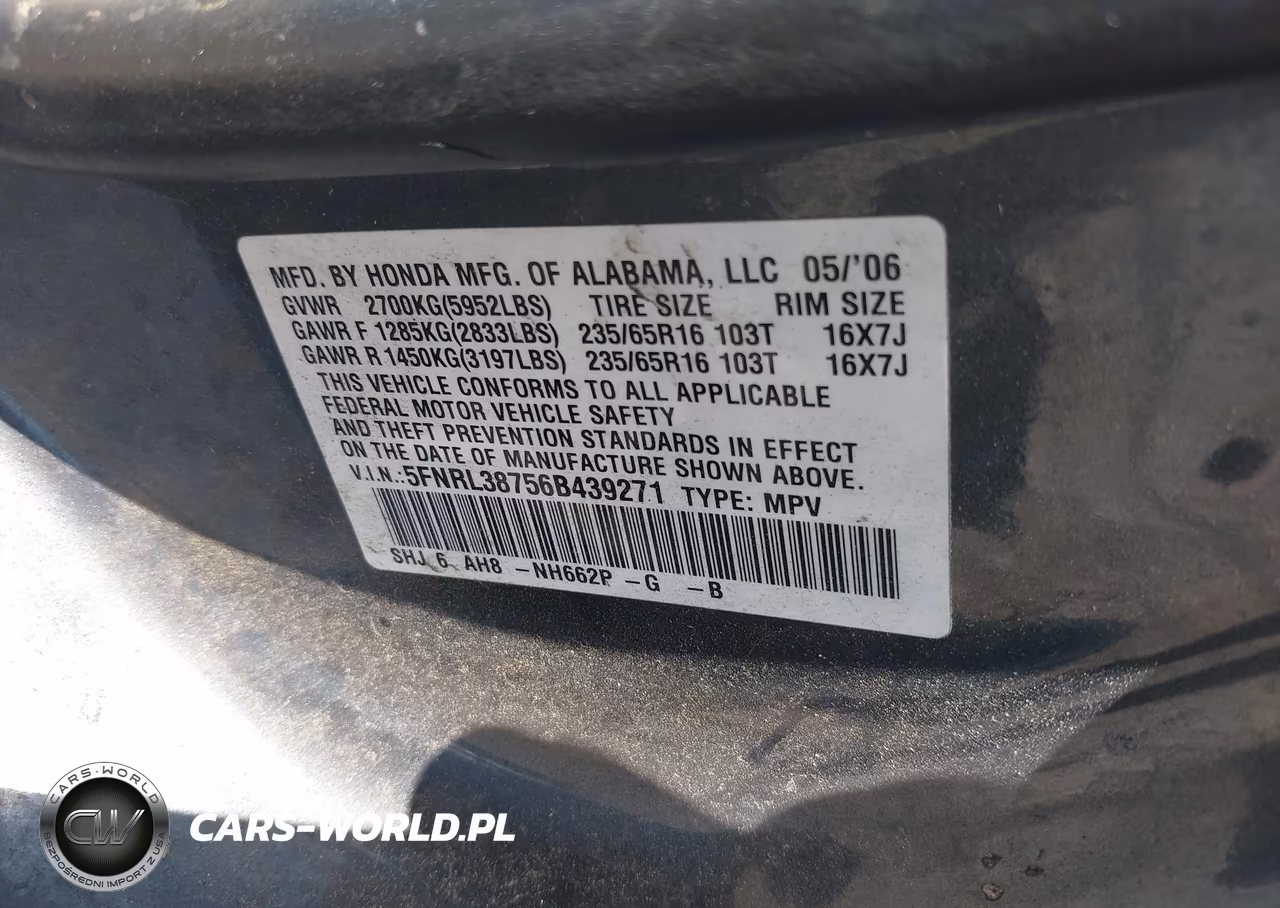 2006 Honda Odyssey Ex-L VIN:5FNRL38756B439271 - 9