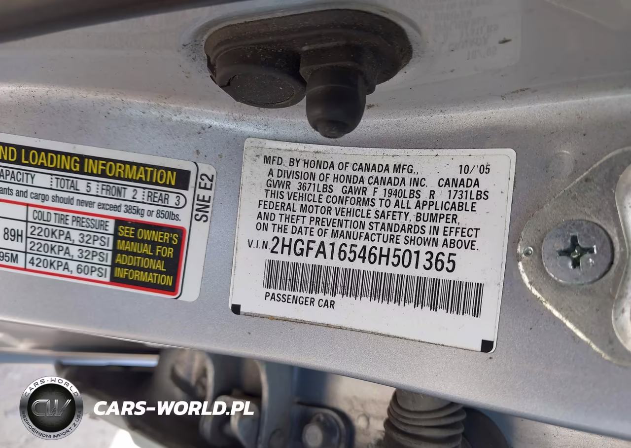 2006 Honda Civic Lx VIN:2HGFA16546H501365 - 9