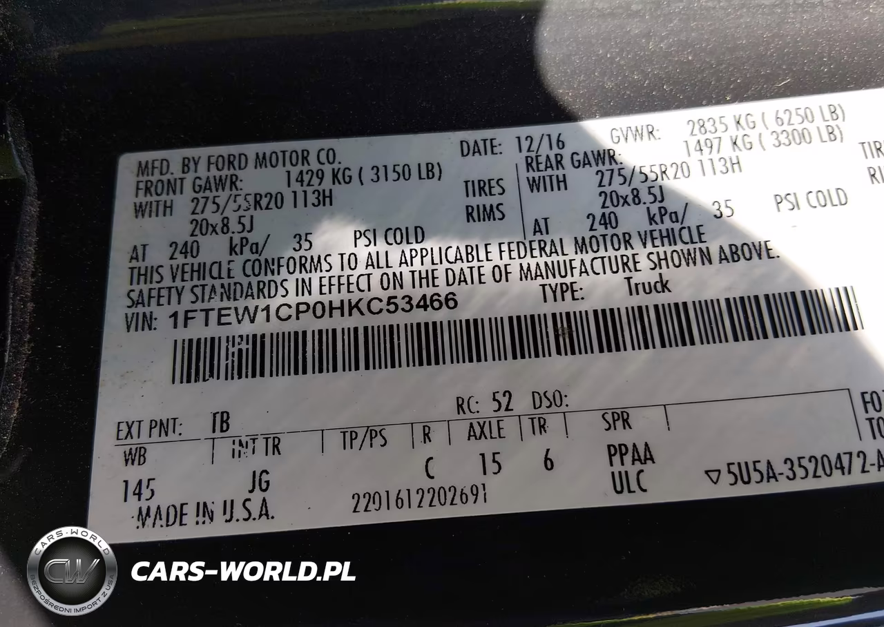 2017 Ford F-150 Xl VIN:1FTEW1CP0HKC53466 - 9
