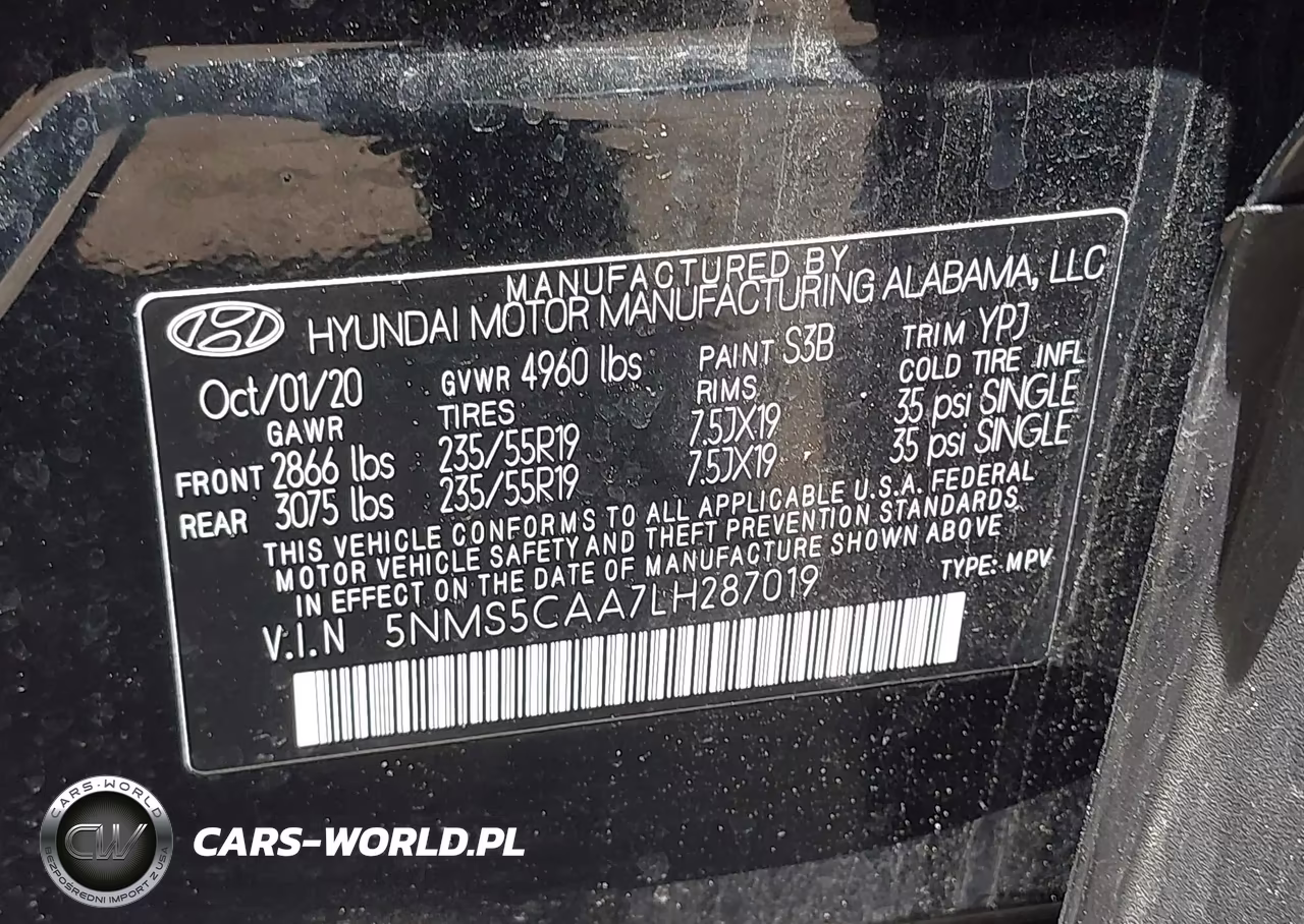 2020 Hyundai Santa Fe Limited 2.0T VIN:5NMS5CAA7LH287019 - 9