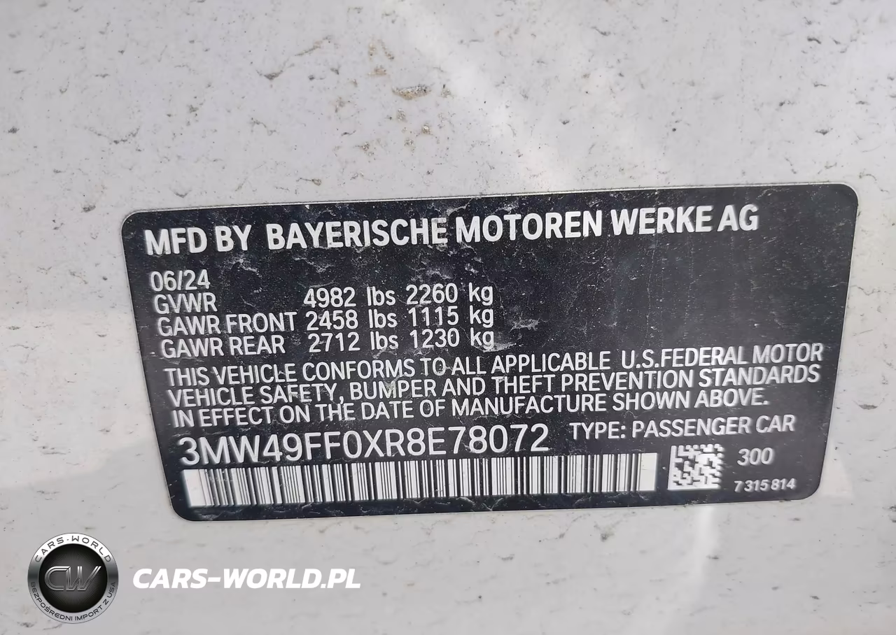 2024 BMW M340I M340I xDrive VIN:3MW49FF0XR8E78072 - 9