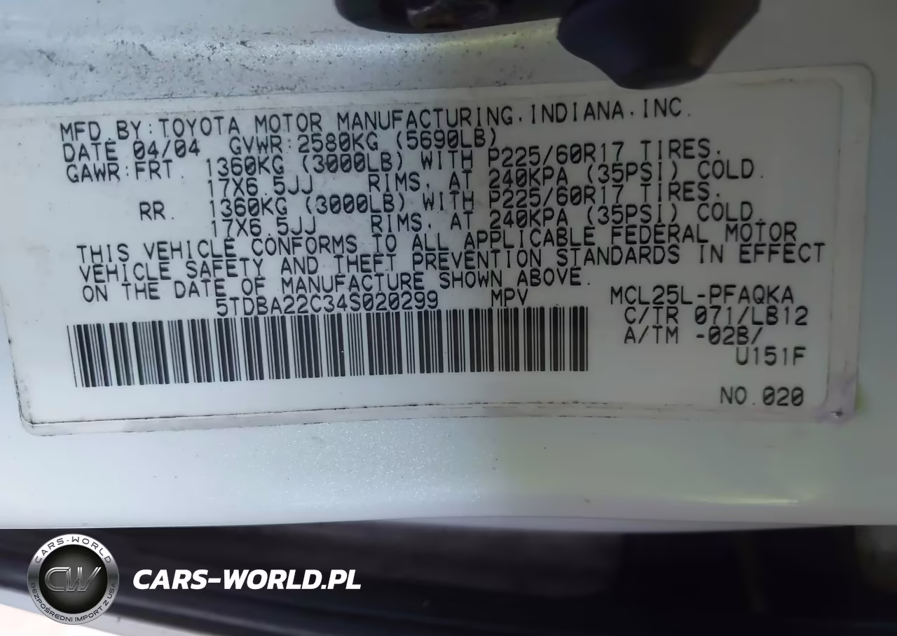2004 Toyota Sienna Xle VIN:5TDBA22C34S020299 - 9