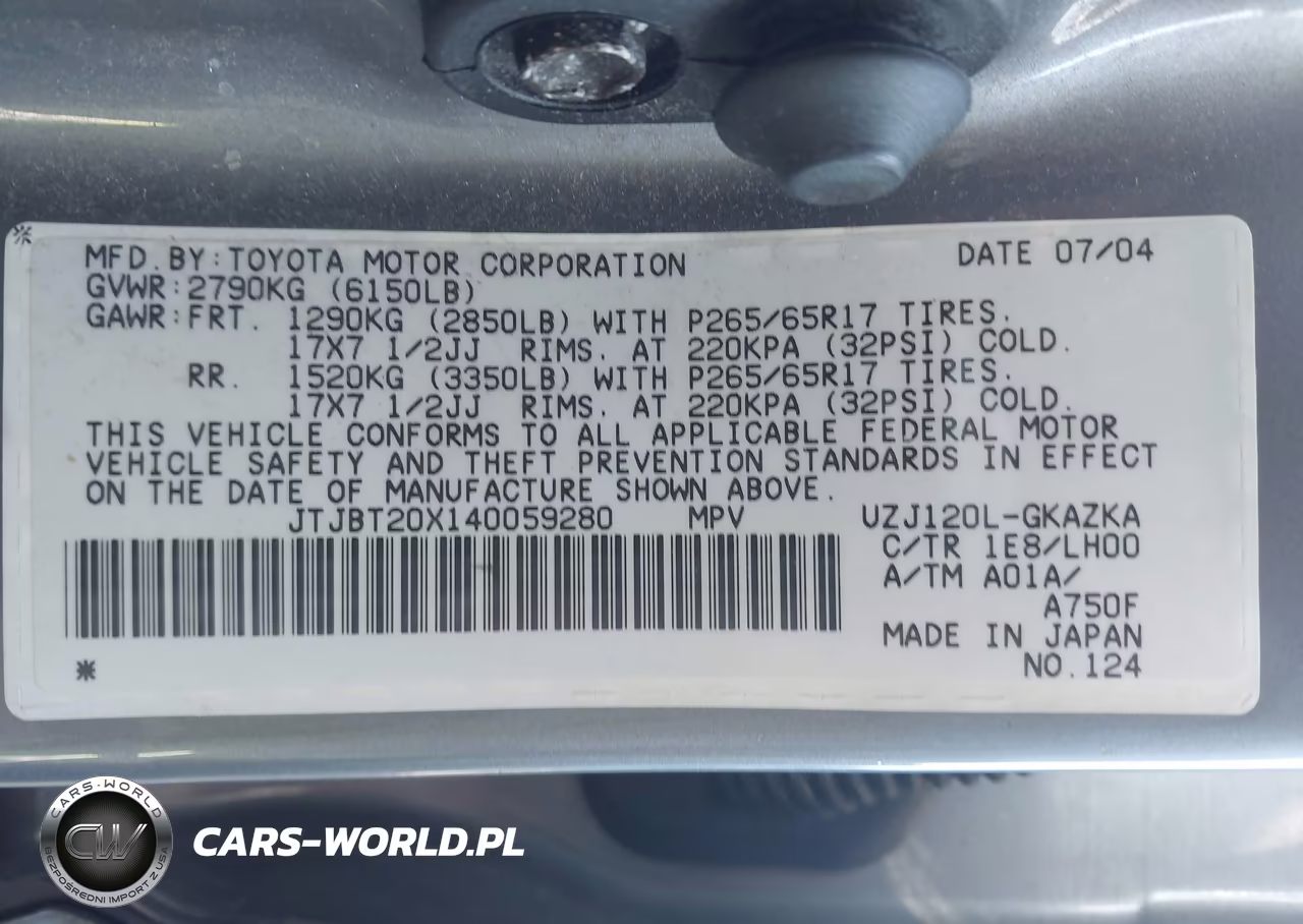 2004 Lexus Gx 470 VIN:JTJBT20X140059280 - 9