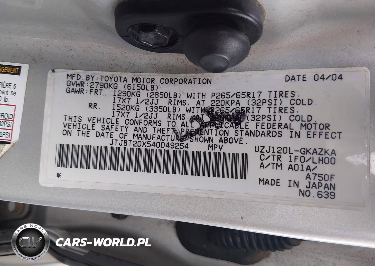 2004 Lexus Gx 470 VIN:JTJBT20X540049254 - 9