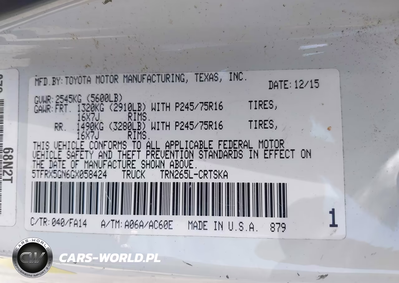 2016 Toyota Tacoma Sr VIN:5TFRX5GN6GX058424 - 9