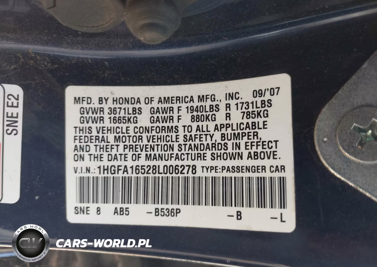 2008 Honda Civic Lx VIN:1HGFA16528L006278 - 9