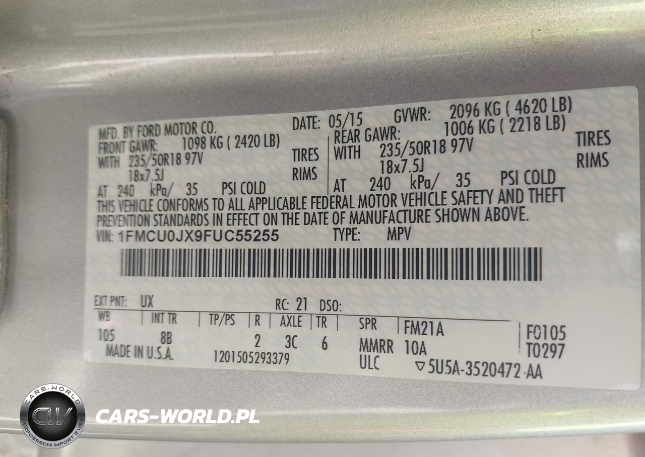 2015 Ford Escape Titanium VIN:1FMCU0JX9FUC55255 - 9
