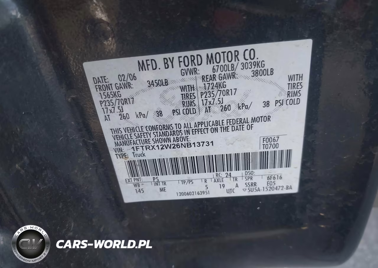 2006 Ford F-150 Stx-Xl-Xlt VIN:1FTRX12W26NB13731 - 9