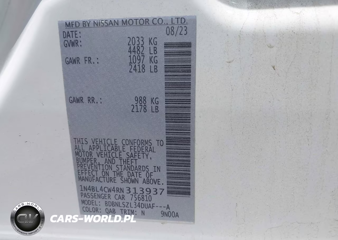 2024 Nissan Altima Sr Intelligent Awd VIN:1N4BL4CW4RN313937 - 9