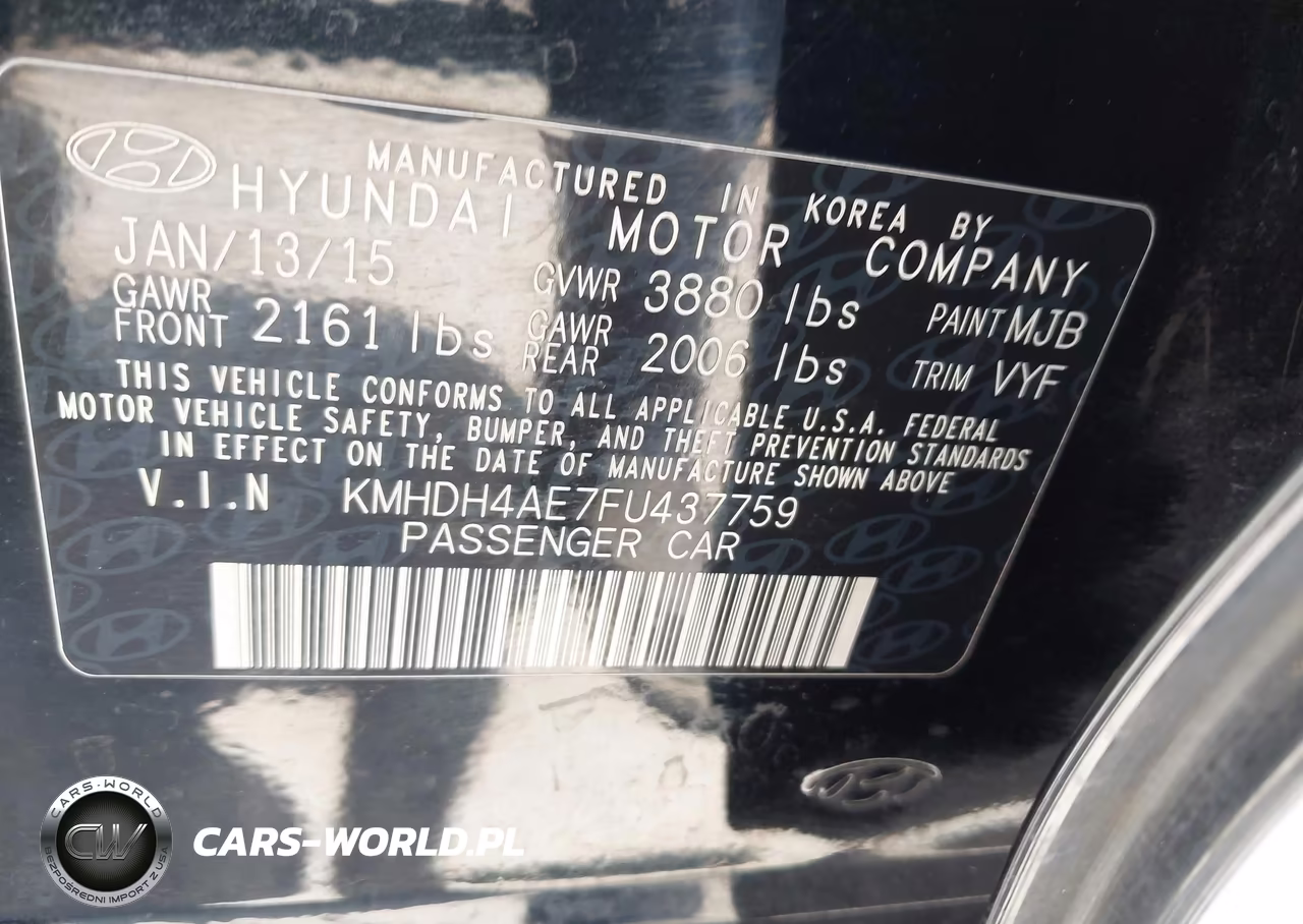 2015 Hyundai Elantra Limited VIN:KMHDH4AE7FU437759 - 9