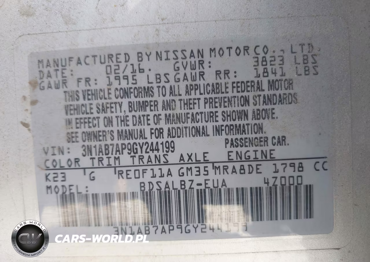 2016 Nissan Sentra S VIN:3N1AB7AP9GY244199 - 9