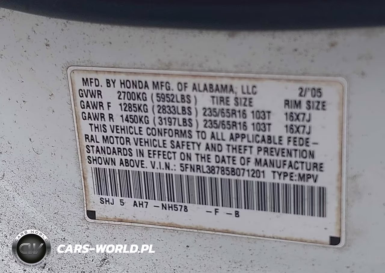 2005 Honda Odyssey Ex-L VIN:5FNRL38785B071201 - 9