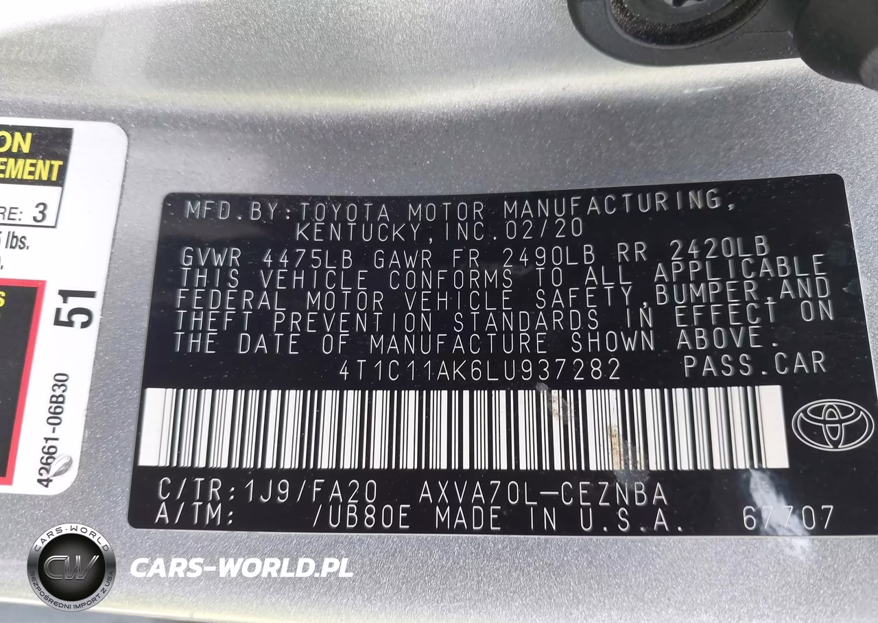 2020 Toyota Camry Le VIN:4T1C11AK6LU937282 - 9