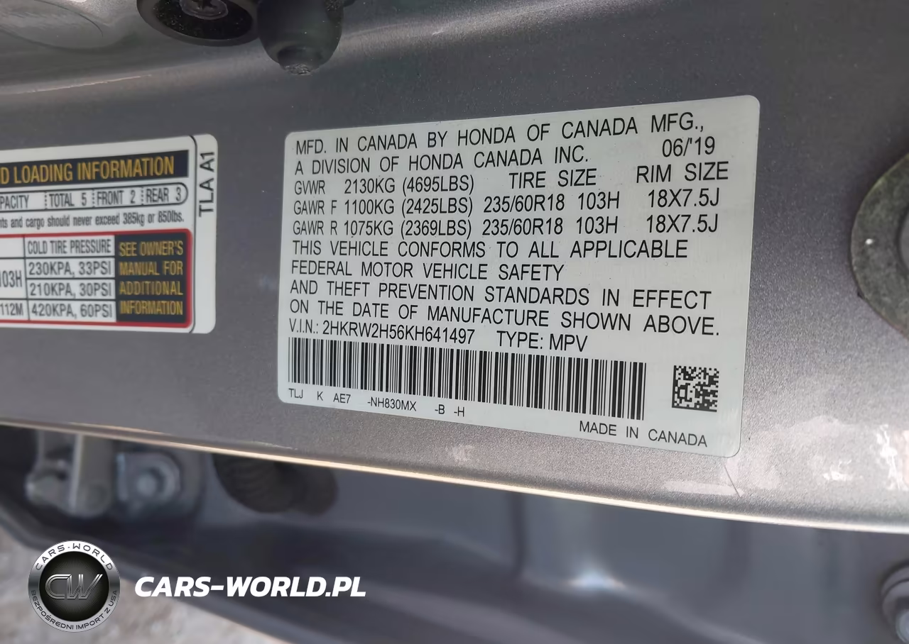 2019 Honda Cr-V Ex VIN:2HKRW2H56KH641497 - 9