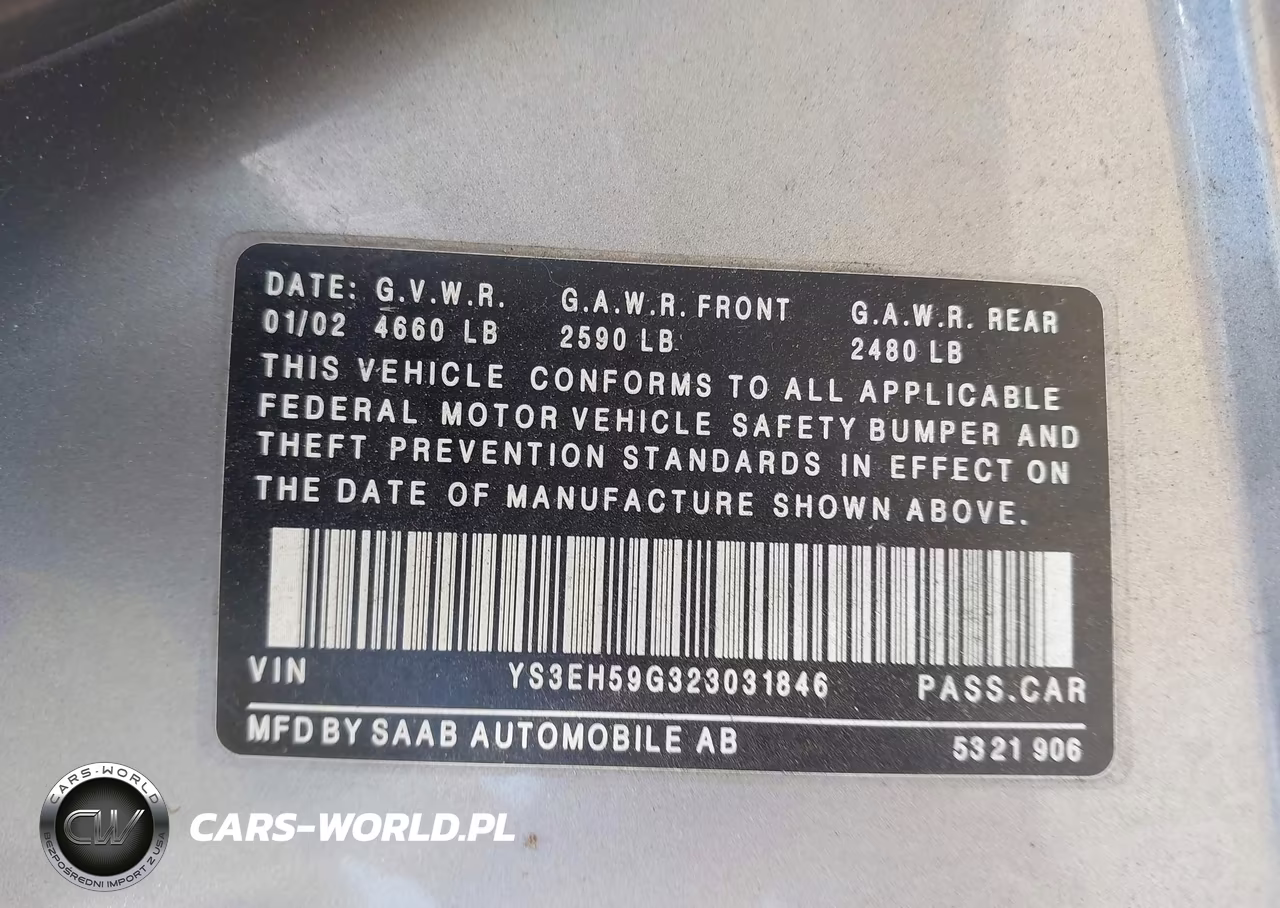 2002 Saab 9-5 Aero VIN:YS3EH59G323031846 - 9