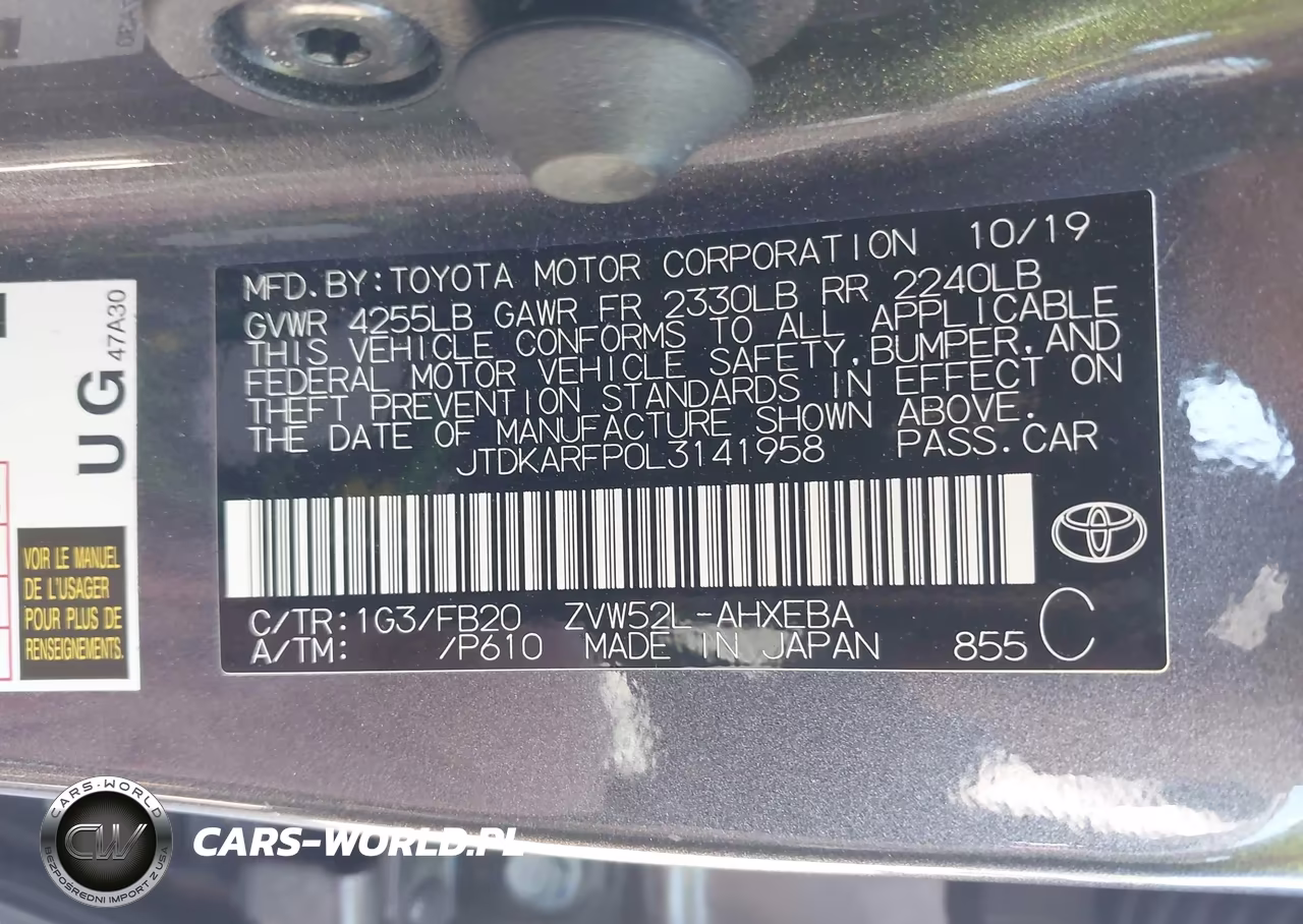2020 Toyota Prius Prime Le VIN:JTDKARFP0L3141958 - 9