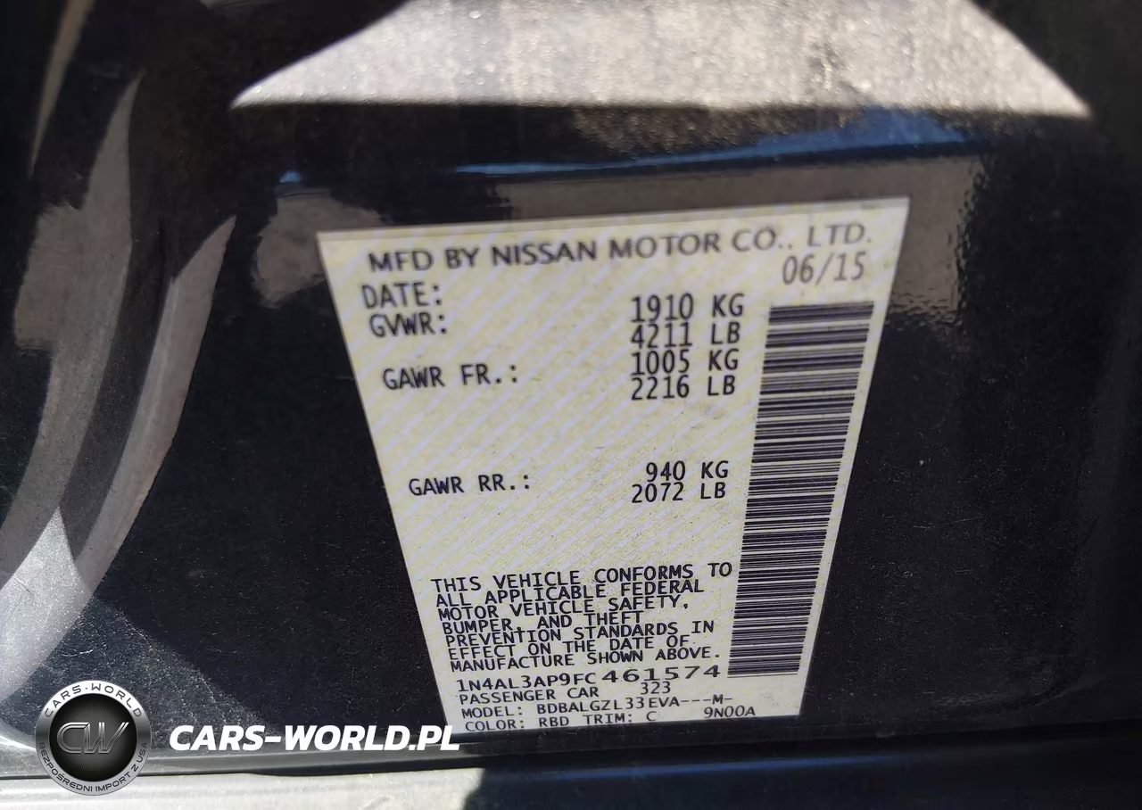2015 Nissan Altima 2.5 S VIN:1N4AL3AP9FC461574 - 9