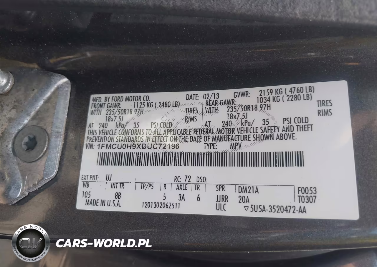 2013 Ford Escape Sel VIN:1FMCU0H9XDUC72196 - 9