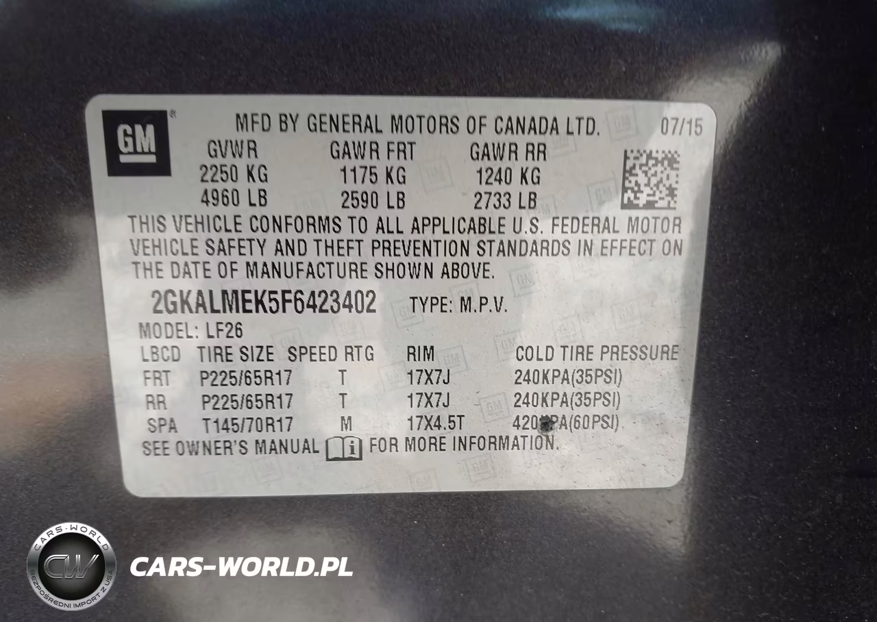 2015 GMC Terrain Sle-1 VIN:2GKALMEK5F6423402 - 9