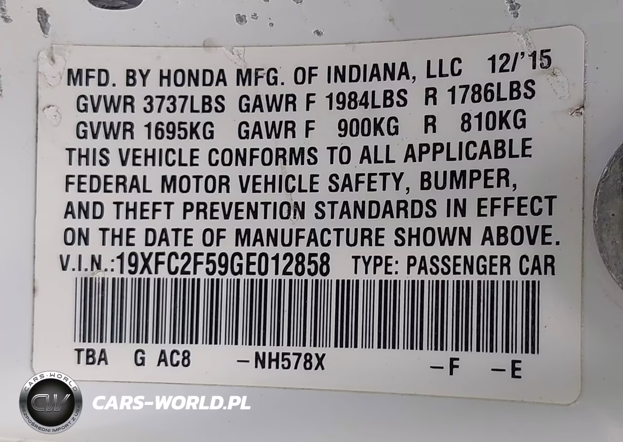 2016 Honda Civic Lx VIN:19XFC2F59GE012858 - 9