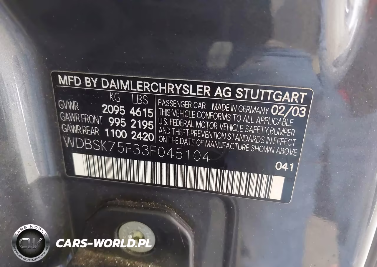 2003 Mercedes-Benz Sl 500 VIN:WDBSK75F33F045104 - 9