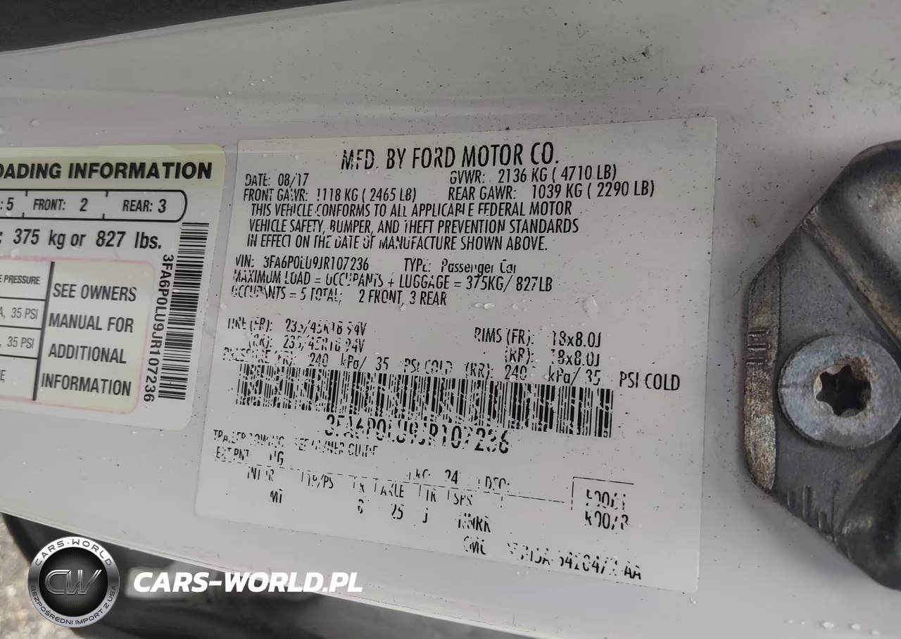 2018 Ford Fusion Hybrid Se VIN:3FA6P0LU9JR107236 - 9