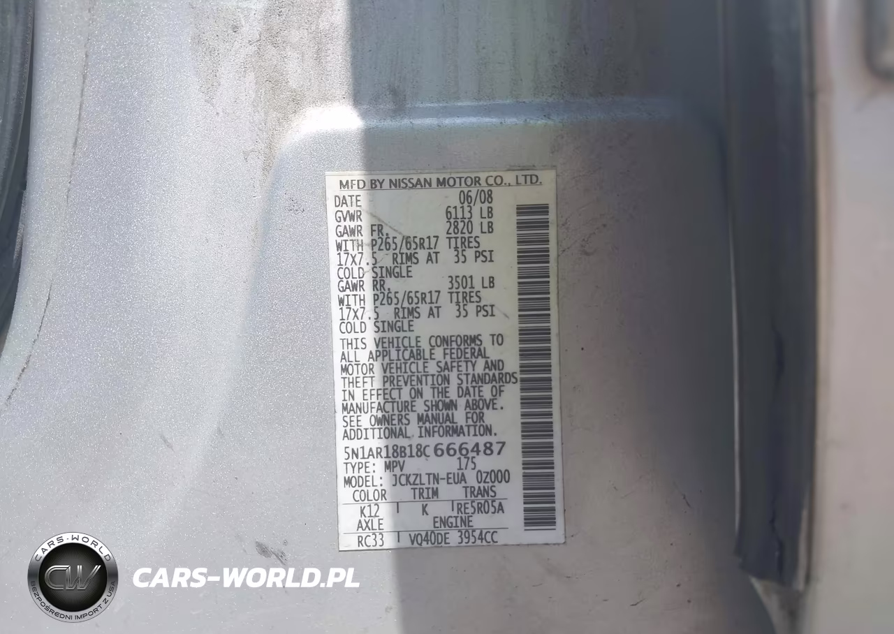 2008 Nissan Pathfinder Se VIN:5N1AR18B18C666487 - 9